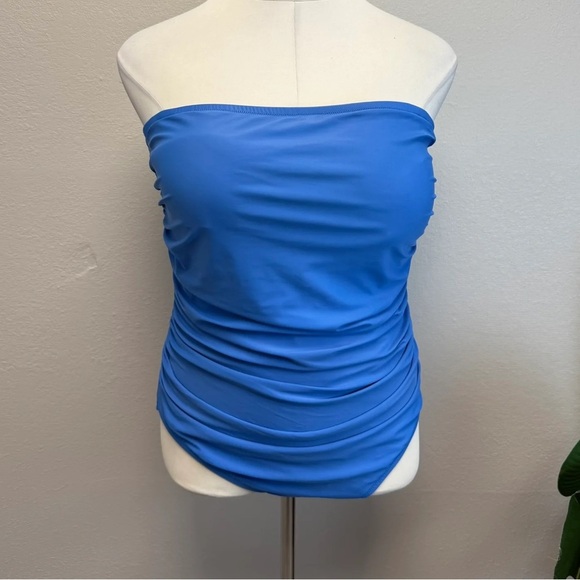 J. Crew Royal Blue Strapless One Piece Swimsuit - Size 18 - Picture 2 of 4